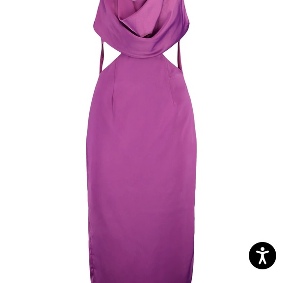 Boohoo Purple Cowl Front Cut Out Midi Dress - Picture 4 of 5